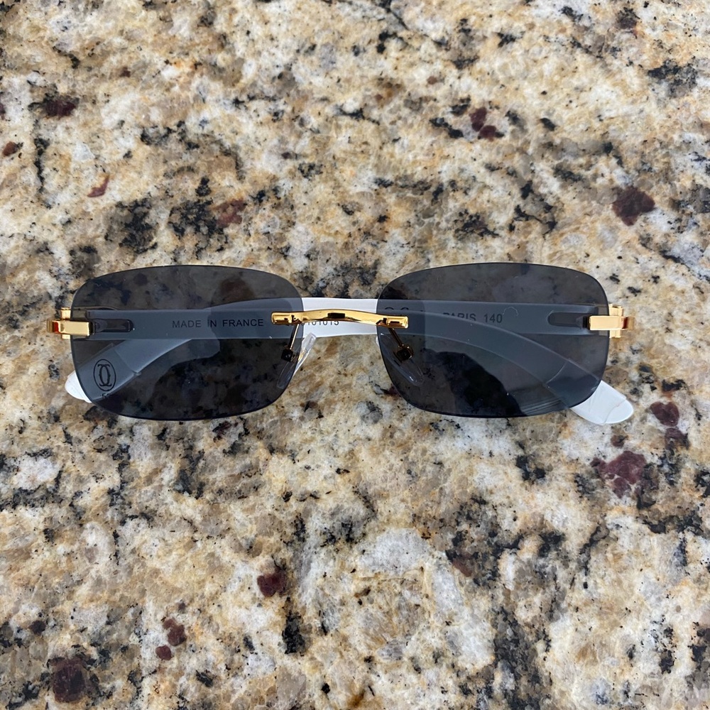 Cartier Unisex White and Gold Sunglasses Smaller Frames